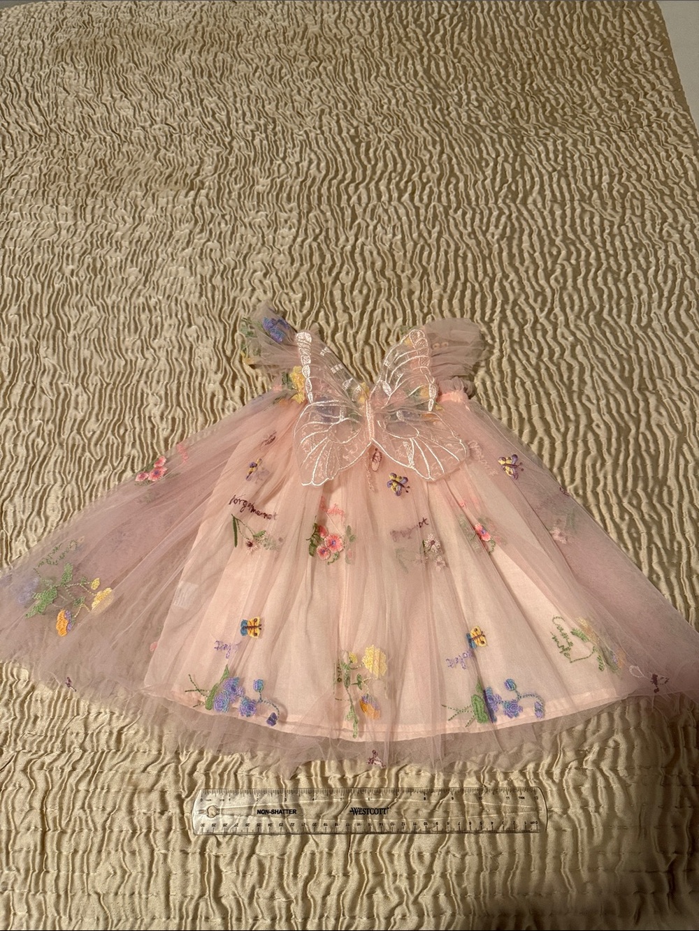 Toddler Pink Floral Tulle Fairy Dress with Wings